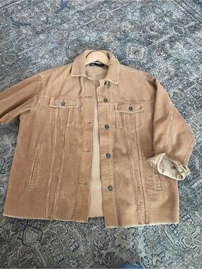 Zara Tan Corduroy Shirt Jacket